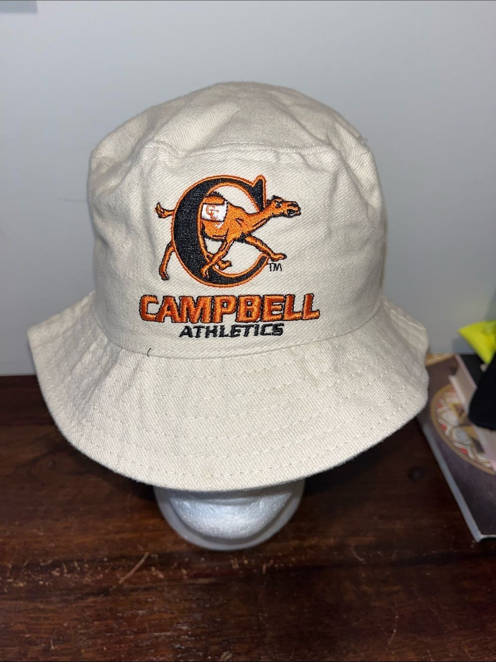 Tan Campbell University Athletics Camels Golf Fishing Bucket Hat Cap NWOT